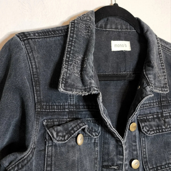Mono b charcoal distressed jean jacket. - Picture 8 of 17